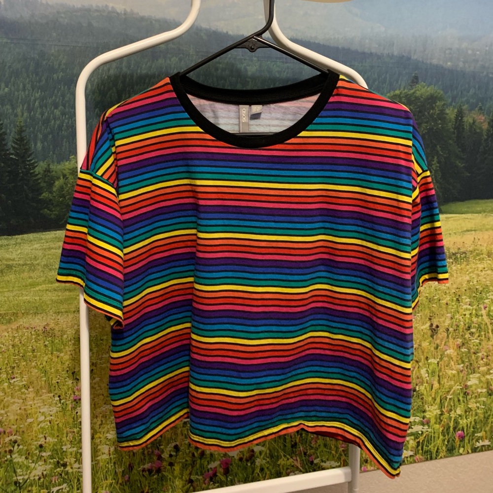 ASOS plus size rainbow crop tee